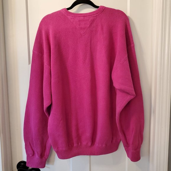 Vintage Tommy Hilfiger Men's Pink Knit Sweater Crew Neck size L - Picture 4 of 5